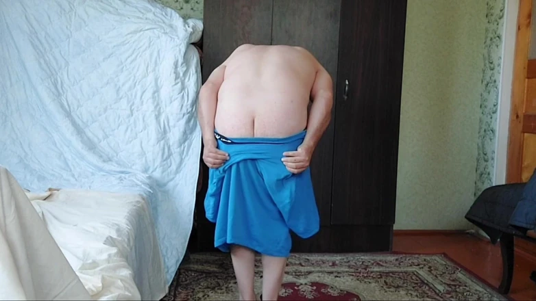 Kitty_Cross: Boy to Girl Shemale Blue Skirt White Legs