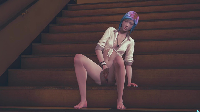 Waifu club 3D: Chloe Price masturbuje na schodech na vysoké škole