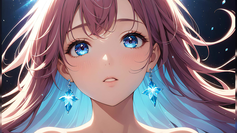 LustRender: Wznoszenie eteryczne: piękna młoda kobieta owinięta w niebieskie światło