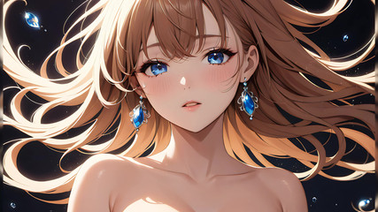 LustRender: 무중력 평온 - 머리가 공중에 떠있는 동안 부드럽게 깜박이는 Ai Girl