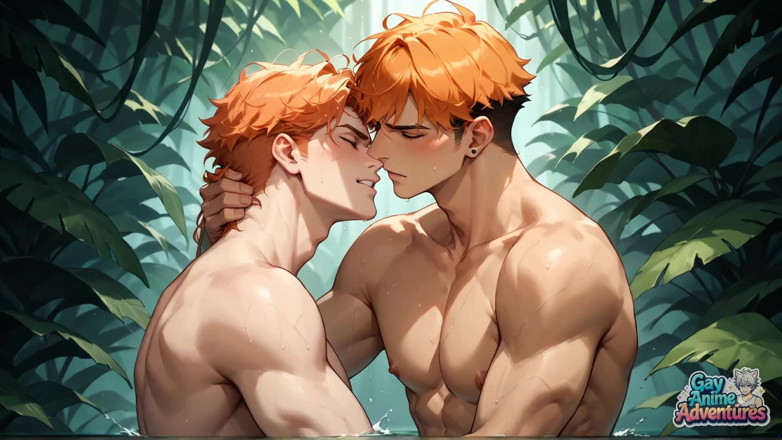 Gay Anime Adventures: Svalnatý Muž je teplo v džungli rozzářené vlhké orgasmy s...