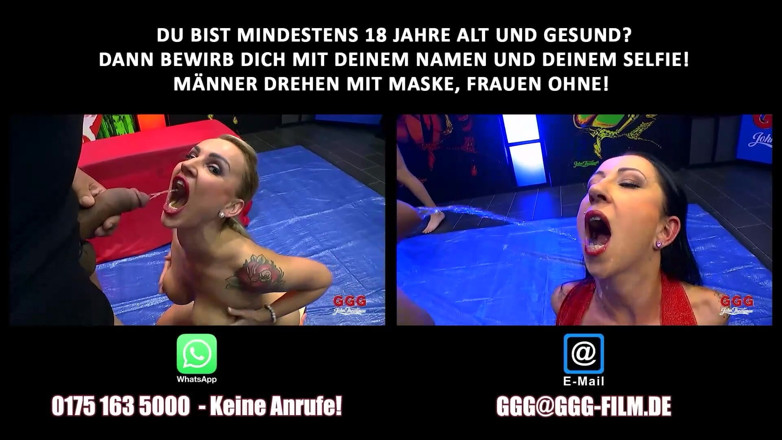 DEUTSCHLAN PORNO XXX: Блондинка и татуированная шлюшка в буккаке, оргии с буккаке и спермой