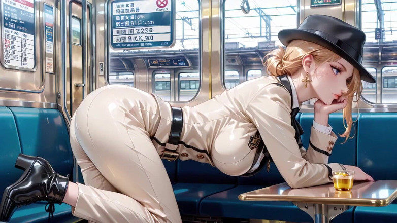 Tay Swift X: Leaning Against the Vintage Train Door, She Runs Her Hand...