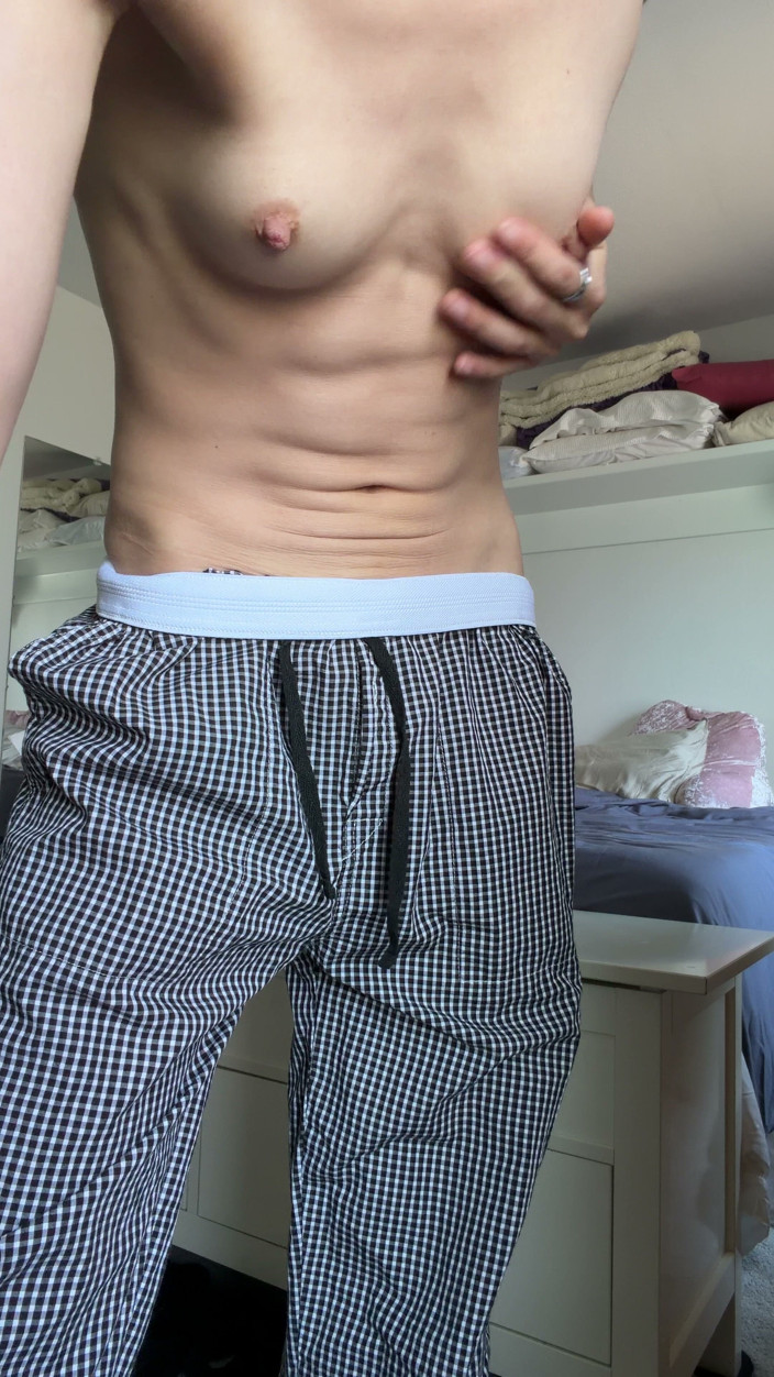 Ms_Emmy_Lynn: Topless in Your Pj Pants Showing off My Pussy