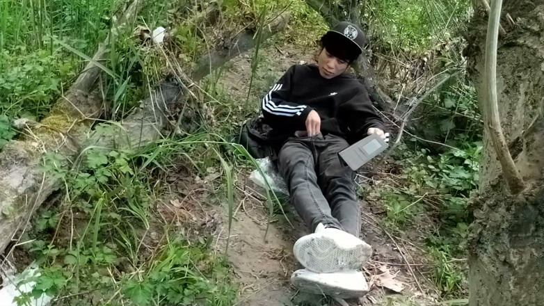 Jon Arteen: This Gay Twink Sticks His Cock Through His Fly to...