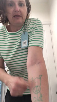 Braless, Commando, Tattooed Chick Trying on New Clothes. Part 1 of 2.