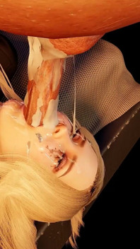 BDSM bondage porno 3D- la bionda formosa fa un deepthroat e viene scopata in faccia