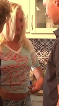 Young Plumber Fucks in the Kitchen Beautiful Blonde with Small Tits