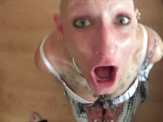 Submissive Slut Vilja Goes Down on Her Knees for a Quick Sloppy POV Blowjob and Gets Some Cum in Her Eyes