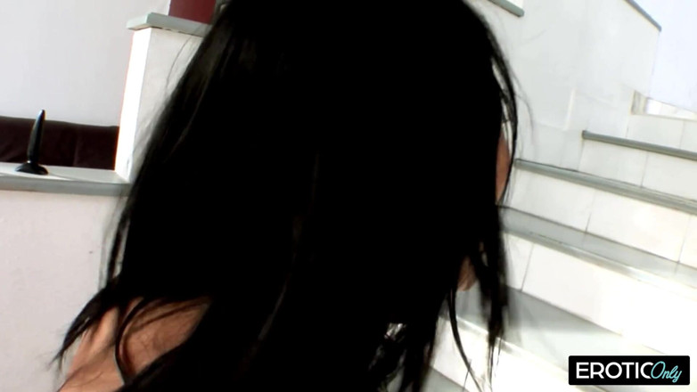 Xxxlover: Brunette Takes Hard Cock on Stairs with Facial