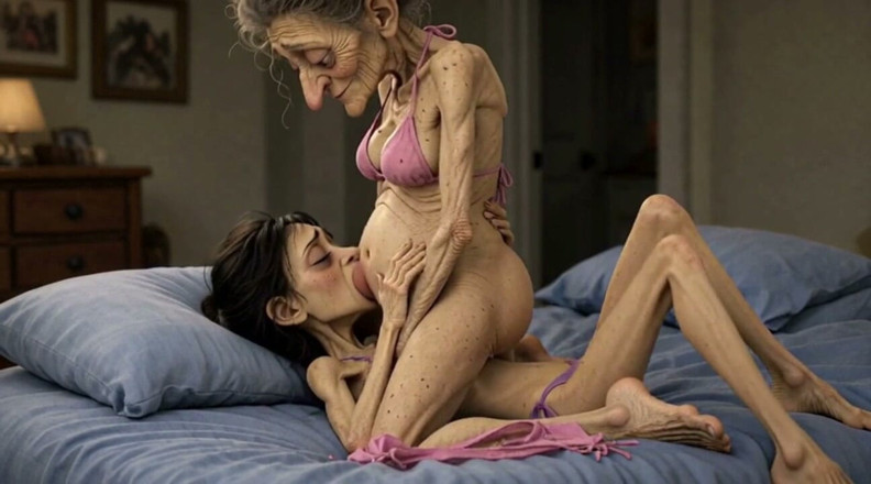 YOUR BEST FANTASY: Old Woman Rubs Her Pussy on a Young Woman