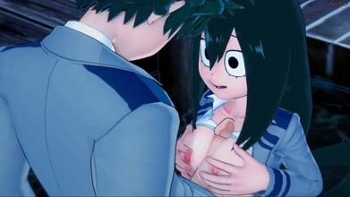 Deku fucks Tsuyu Asui, cums in her tight pussy, My Hero Academia hentai. Plus Ultra!