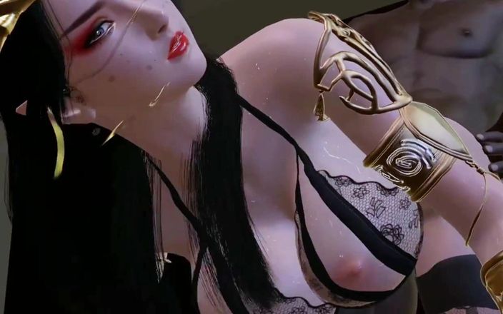 X Hentai: La reine de Medusa baise son voisin à grosse bite noire,...