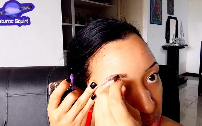 Saturno Squirt: Does Makeup Tutorial Painting Eyebrows and Ended with Intense Clitoral...