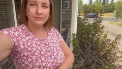 Housewife in Sun Dress Cum Walking After Blowjob Facial