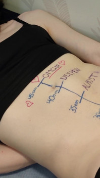 Body Writing, Belly Bulge with a Thrusting Dildo and Cumshot