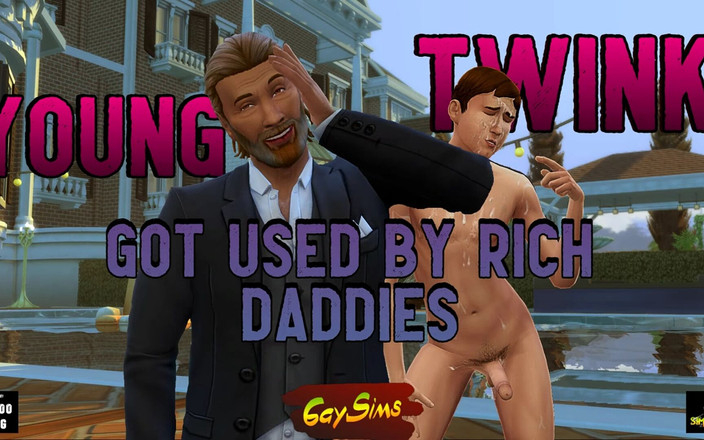 Dirty gay Sims: Lost twink dientot dan dibagikan sama ayah-ayah kaya yang lebih...