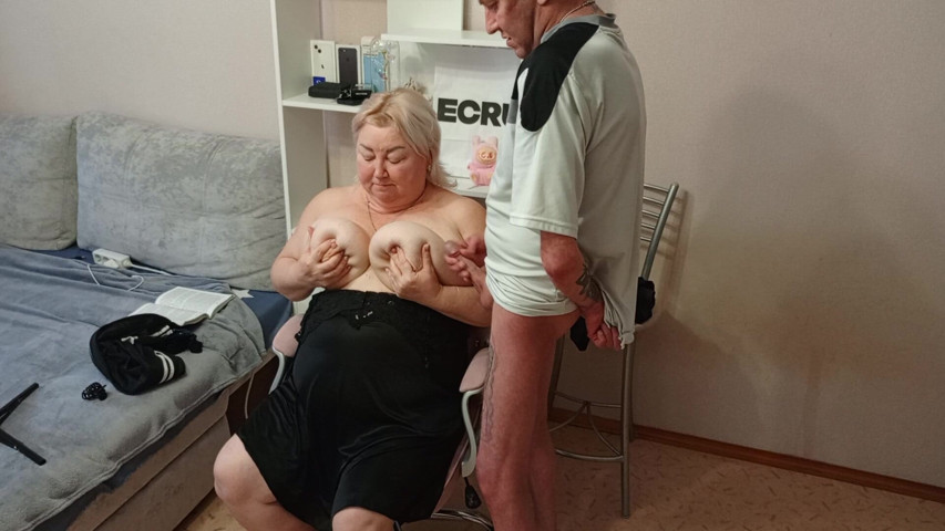 I Jerk off My Cock, Fuck My Stepmom in Her Mouth and Cum on Her Huge Tits (Sweet July)