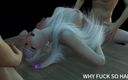 Why fuck so hard: Modelo de cosplay de pelo gris 3d tiene sexo grupal