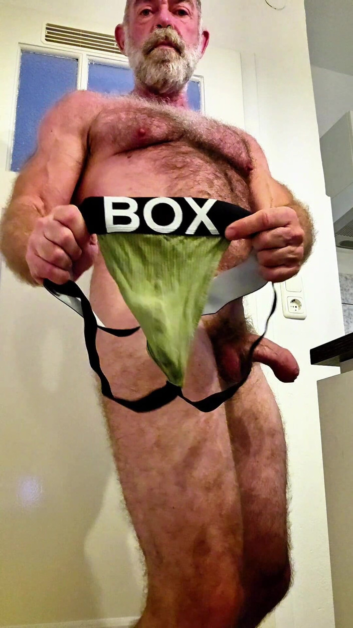 JackvanDean: Hairy Man Tries Jockstrap