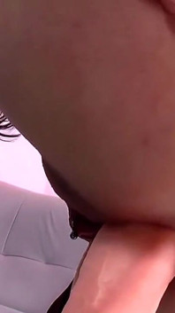 First a Dildo Then a Big Cock Inside the Pussy for Young Brunette with Piercing