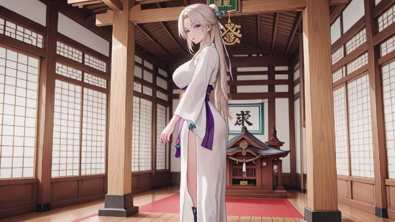 Tay Swift X: Cameriera bianca in kimono! Inginocchiata nel corridoio giapponese, enorme fessura...