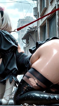 Güzel 2b kokmuş yıkanmamış yarağı emiyor ve açık havada döl yutuyor - nier automata