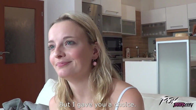POV Bitch: Blonde slut came for sweet creampie and leave