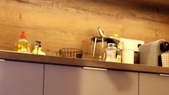 Hot Redhead College Girl Strips off Her Panties Under Her Tight Dress in the Kitchen