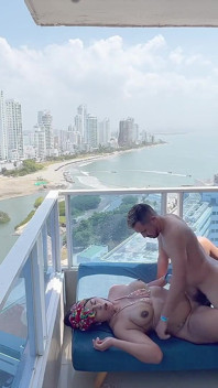 Horny Pregnant Woman Gets Fucked Hard on the Balcony