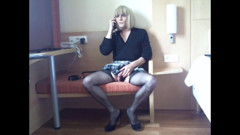Crossdresser Faustine plays with her cock. thumbnail