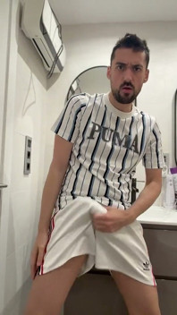 Hot Stepdaddy Wanking off in Public Bathroom