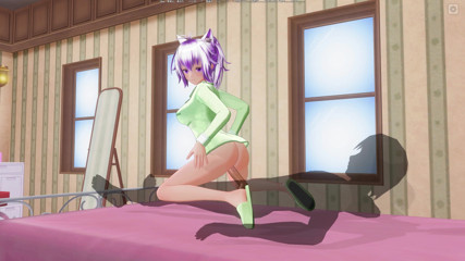 H3DC: HENTAI 3D. Teman wanita cantik dalam awek hijau pajamas songsang cowgirl