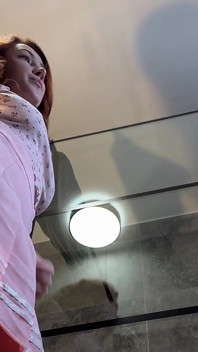 Super Hot Redhead Braless College Slut Flashes Her Tight Shaved Pussy and Naked Ass in the Bathroom