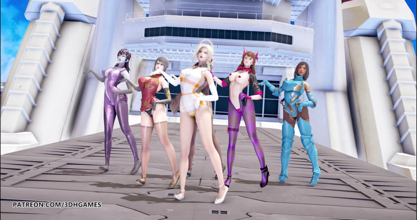 3D-Hentai Games: Red velvet - Red flavor striptease Dva Mercy Pharah Mei Symmetra...