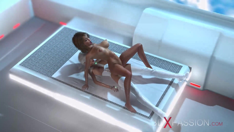 3dxpassion-transgender: 3d gợi cảm sci-fi dick-girl android chơi với một người...