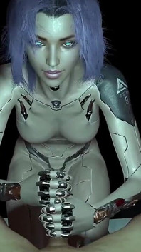 Robotflicka POV avrunkning | Cyberpunk porrparodi