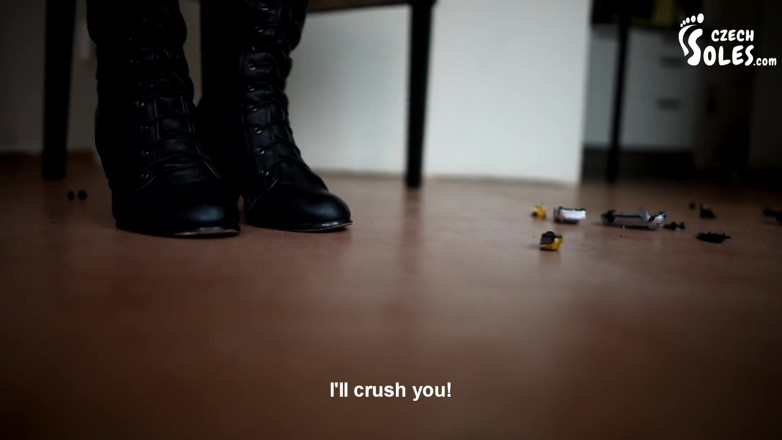 Czech Soles - foot fetish content: Madam Cat crushing puny cars under her boots
