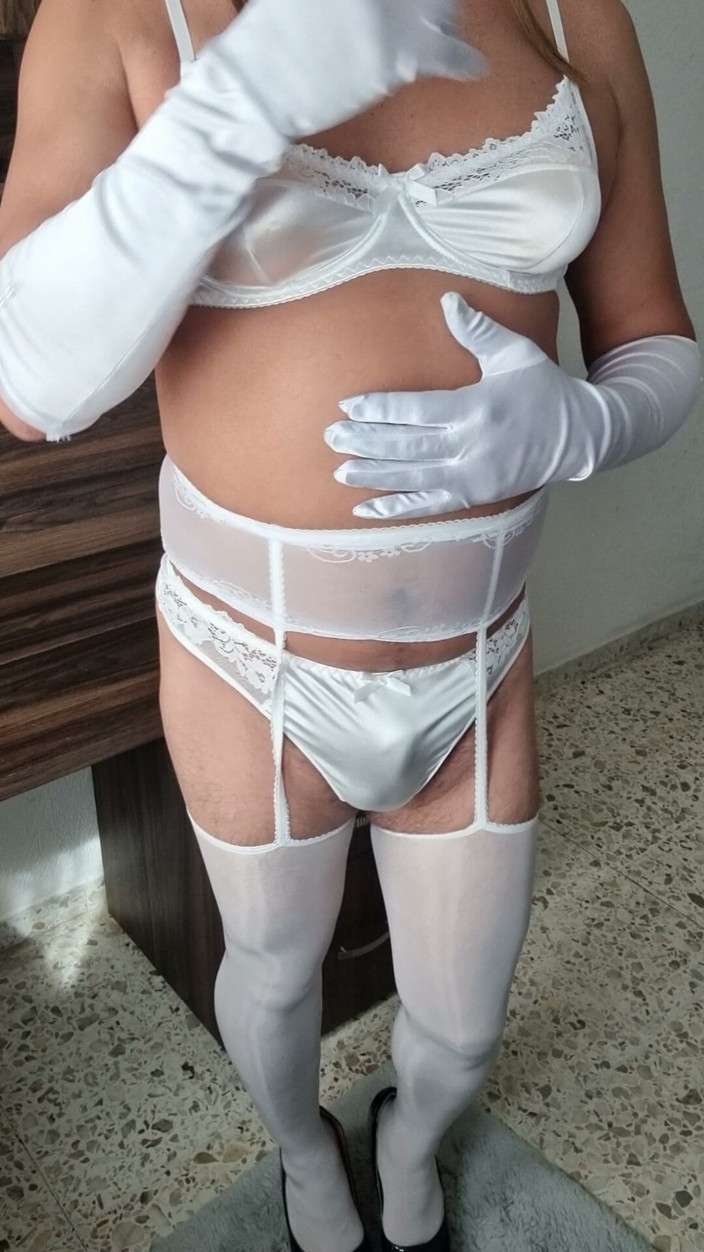 My panties: White Lingerie for the Sissy Wedding Night, Ready to Please...
