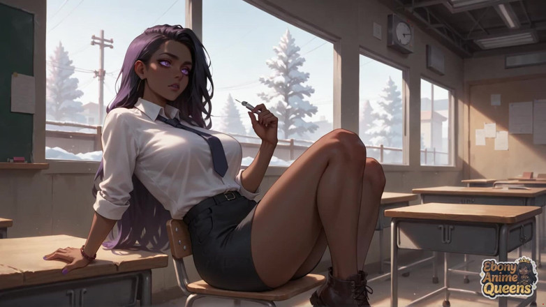 Ebony Anime Queens: Nejlepší ebenové šukání na zasněžené ulici! rozkoš fialové královny v ebony...