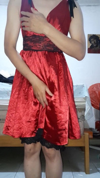Pink Dress Masturbation Cum