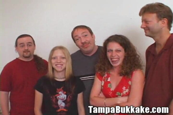 Tampa Bukkake: Two College Girls Swap Sperm Gangbang Small Boobies Bitch Fucked...