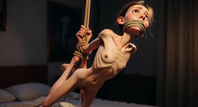 YOUR BEST FANTASY: Skinny Slave Girl Bound Tight - Desperate &amp; Begging for Mercy
