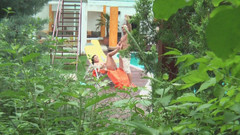 Erotic Planet X: Blonde Babe Sucks Cock and Spreads Pussy in Workshop