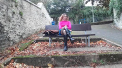 The Midnight Minx: Crossdresser outdoor flashing and wanking
