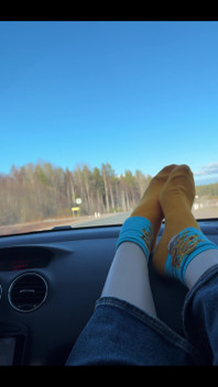 Feet on the dashboard