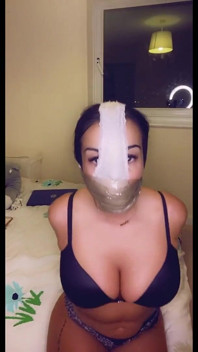 Latina Gagged with Panties and Taped with a Wrap Gag! 