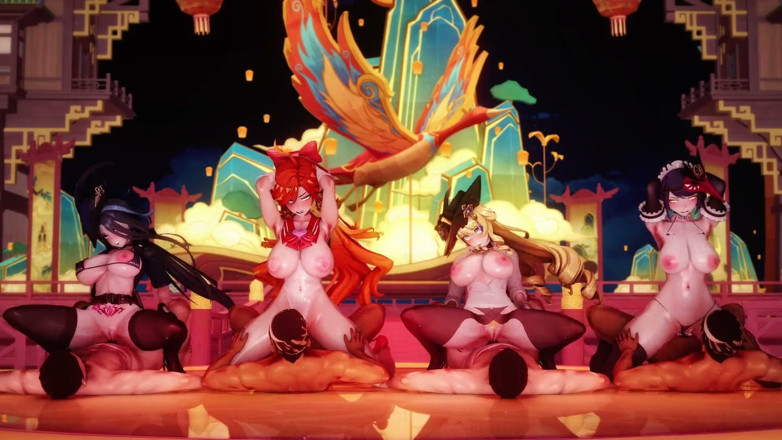 NSFWOtaku: Genshin Impact - Lantern Rite Fuck Fiest Gangbang Genshin Girls Creamed 2 - 3D...