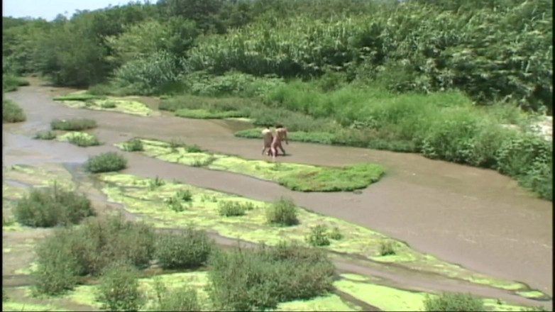 Sex All Together: Beautiful milf gets fucked in a creek by two horny...