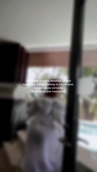 Woman Hijab Bathing Naked in an Open-air Hotel Pool